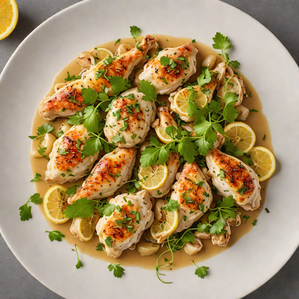 Sautéed Chicken with Garlic and Lemon in White Wine Sauce