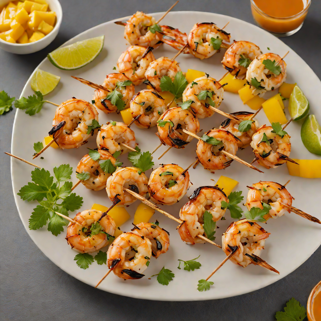 Charcoal-Grilled Shrimp Skewers with Mango-Habanero Glaze