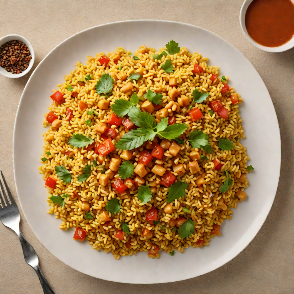 Steamed Millet Couscous with Spiced Peanut and Tomato Sauce