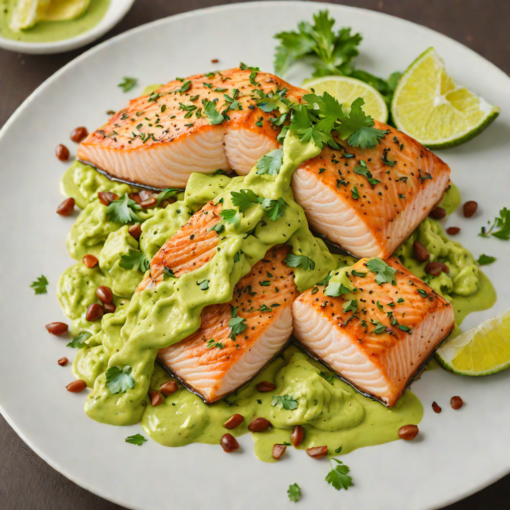 Pan-Roasted Salmon with Avocado Cilantro Sauce