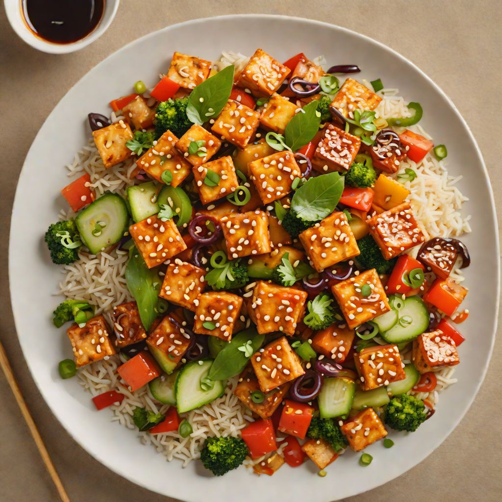 Stir-Fried Korean-Inspired Spicy Tofu and Vegetable Bowl