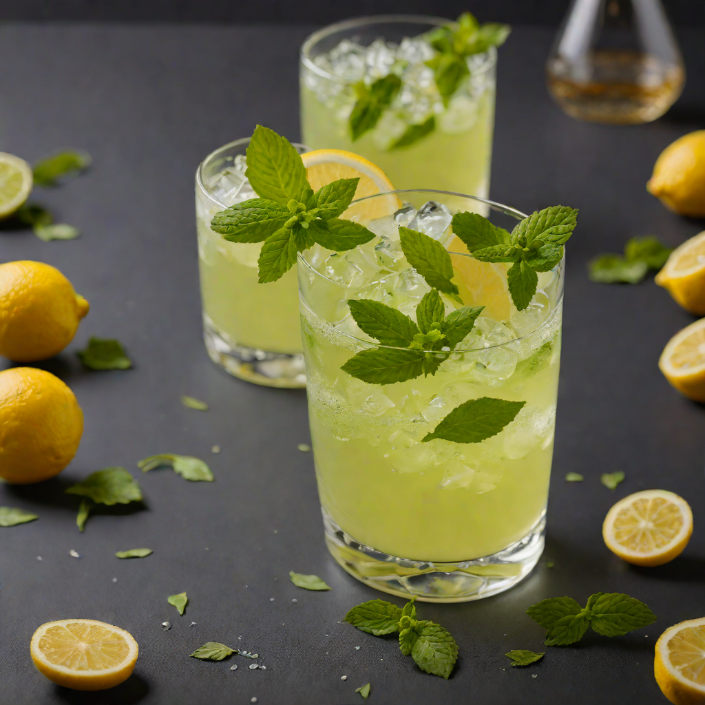 Matcha-Infused Gin Fizz with Lemon and Mint