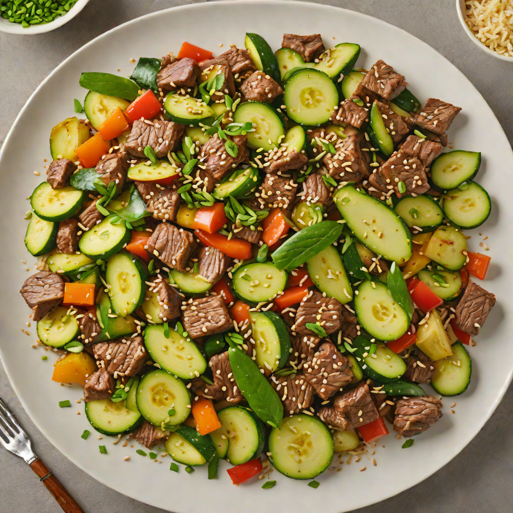 Beef and Zucchini Stir-Fry with Ginger and Sesame Oil