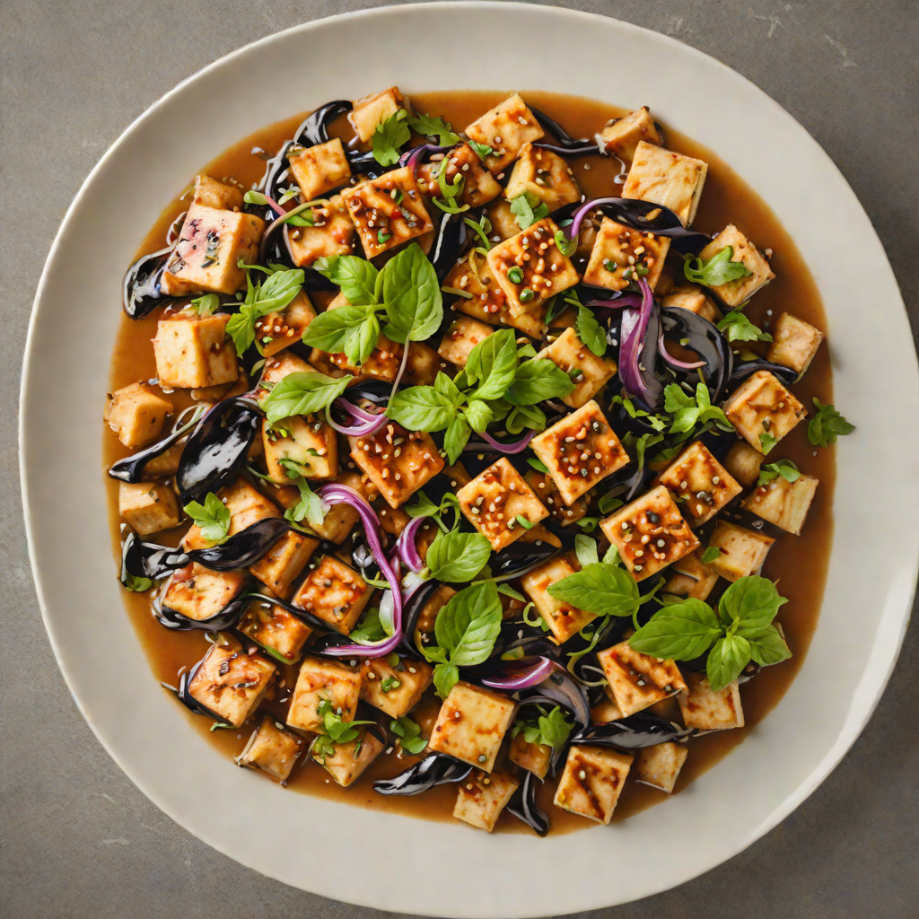 Sautéed Tofu and Eggplant in Thai Basil Garlic Sauce