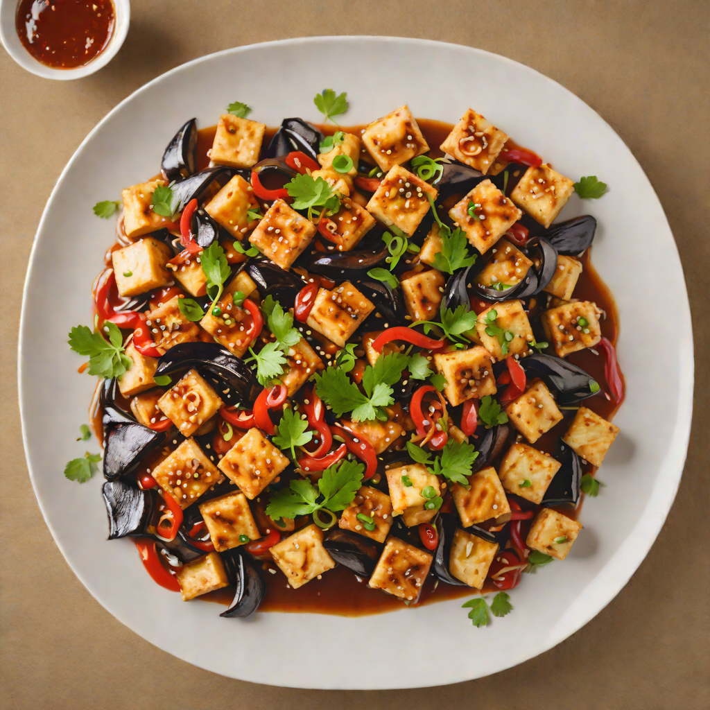 Stir-Fried Tofu and Eggplant in Spicy Garlic Sauce