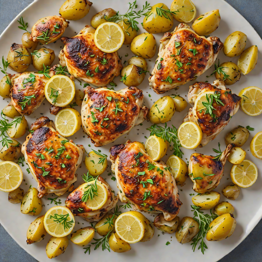 Sheet Pan Roasted Lemon-Garlic Chicken Thighs with Baby Potatoes