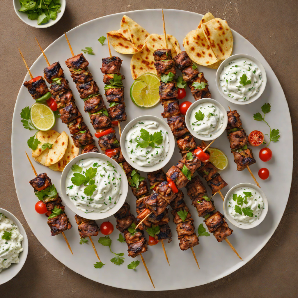 Grilling Spiced Lamb Kebabs with Tzatziki and Pita