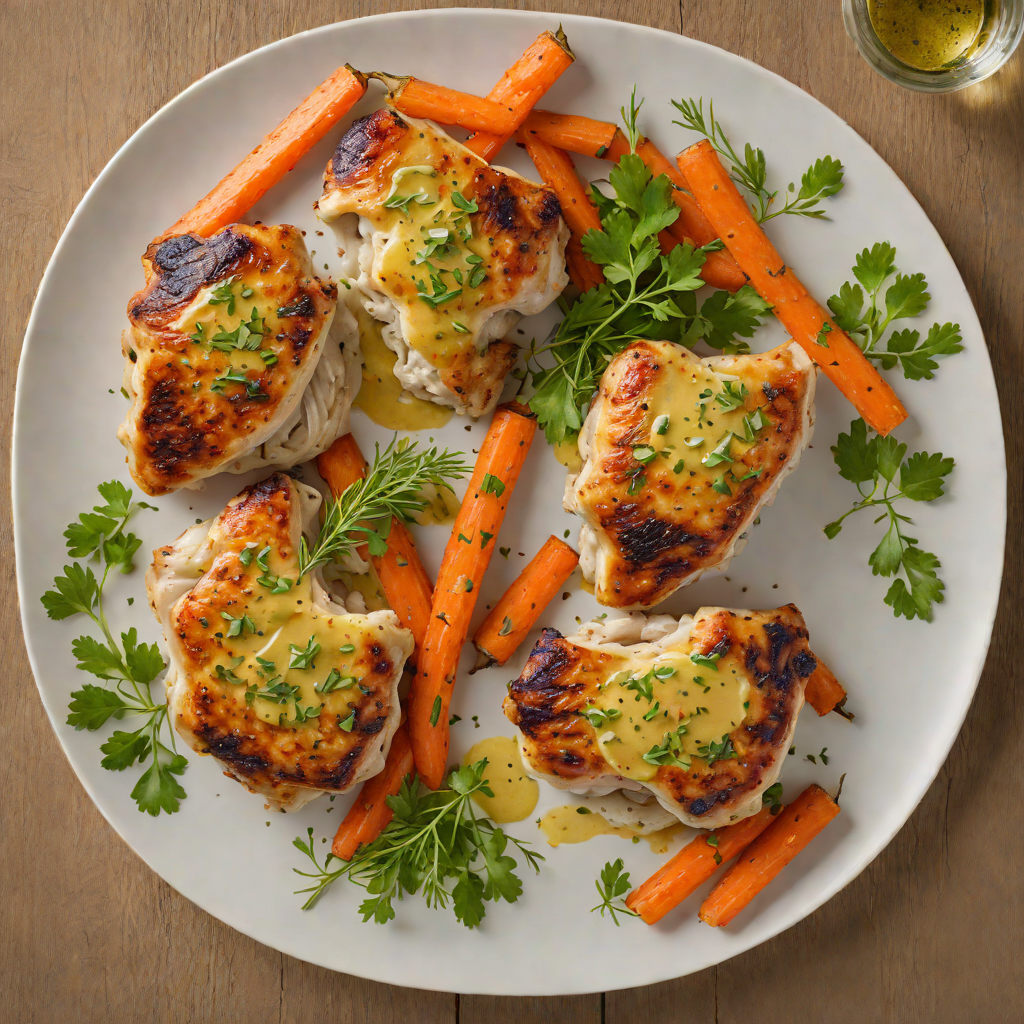 Pan-Seared Chicken Thighs with Garlic Herb Butter and Roasted Carrots