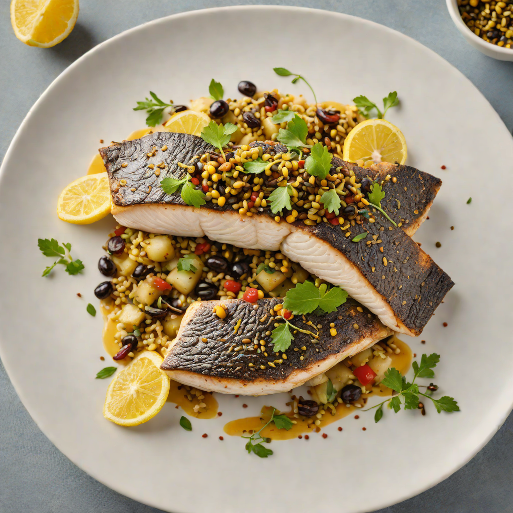 Pan-Seared Mediterranean Sea Bass with Lemon and Olive Tapenade