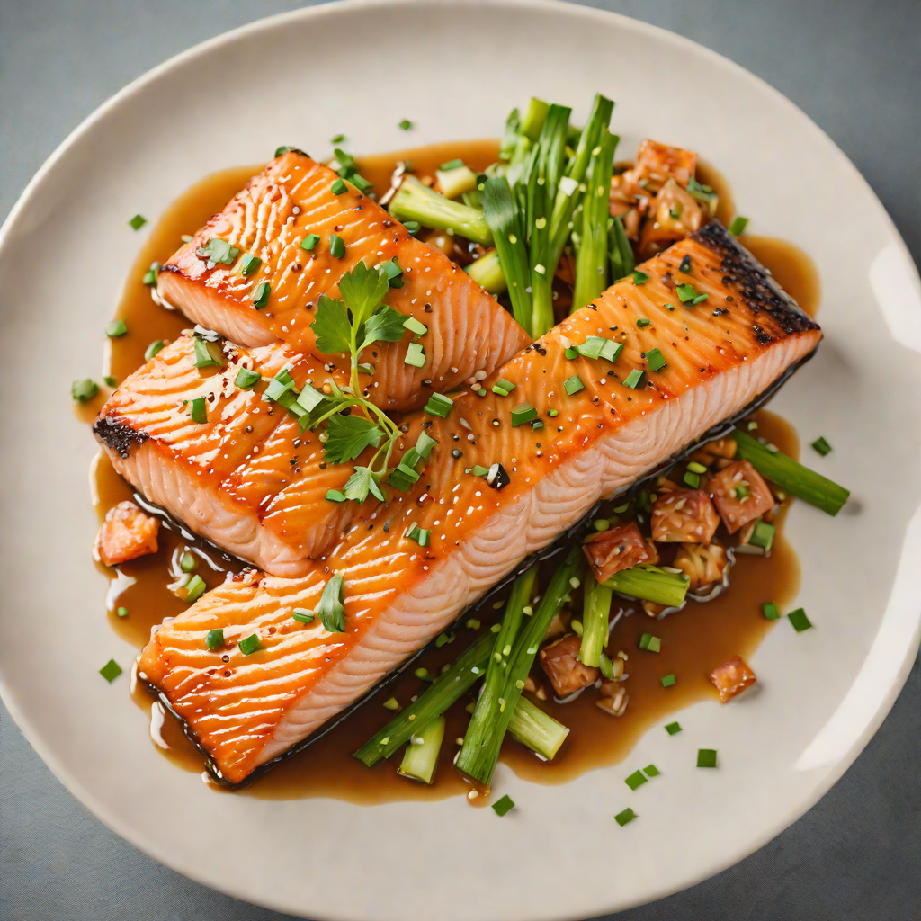 Pan-Seared Salmon with Miso-Maple Glaze and Scallion