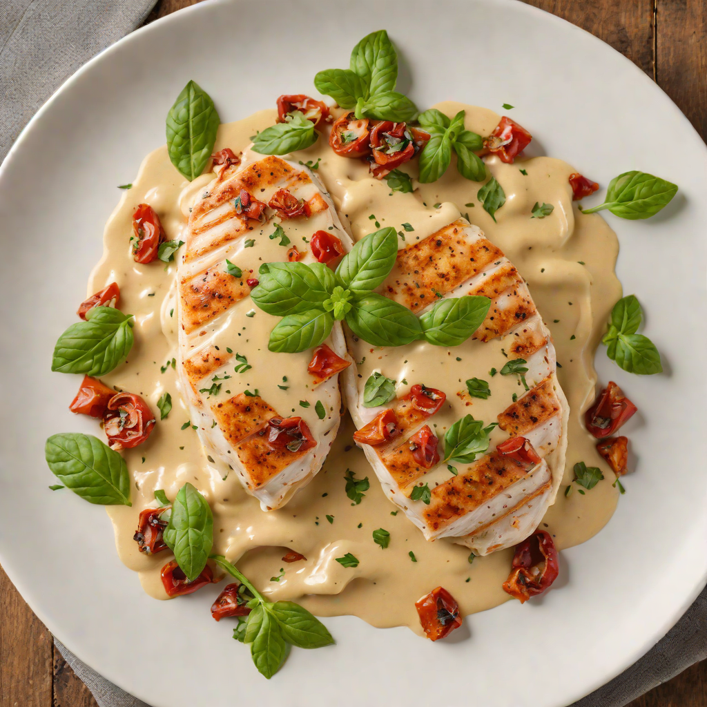 Pan-Seared Chicken Breast with Sundried Tomato and Basil Cream Sauce