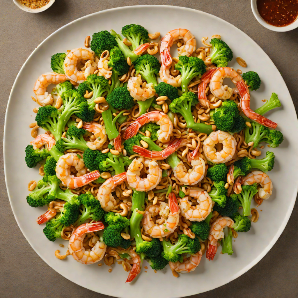 Stir-Fried Shrimp with Broccoli and Cashews in Ginger-Garlic Sauce