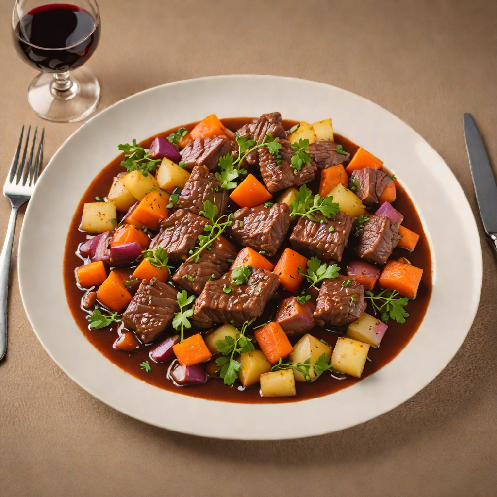 Stewed Regional Beef with Root Vegetables and Red Wine