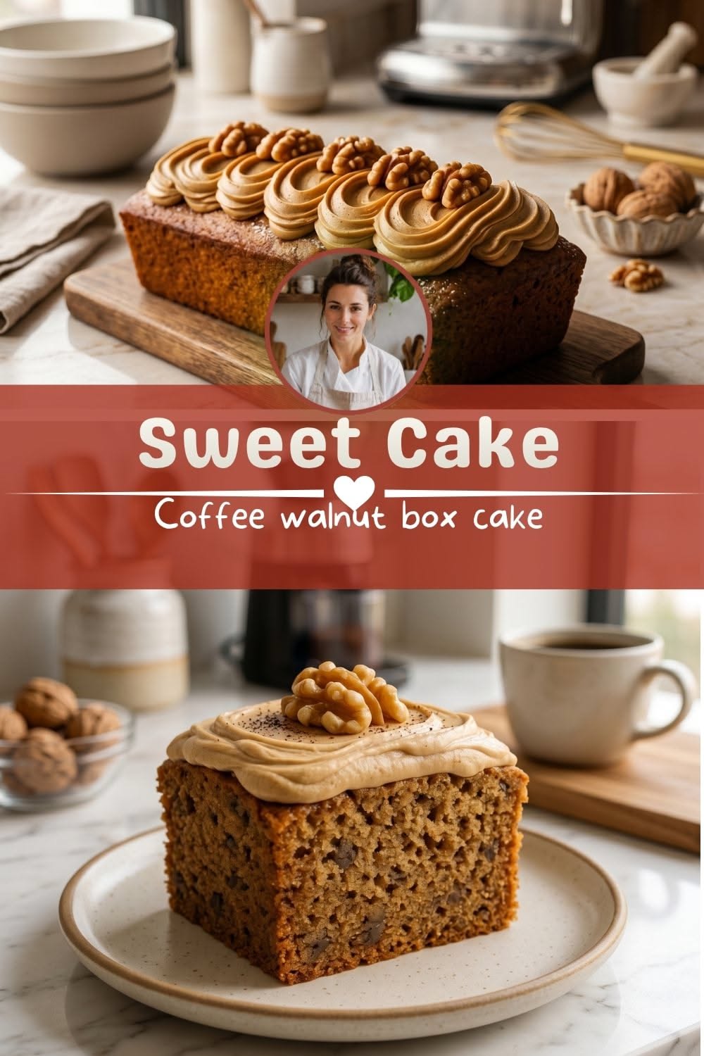 Coffee and Walnut Sheet Cake with Cream Cheese Frosting