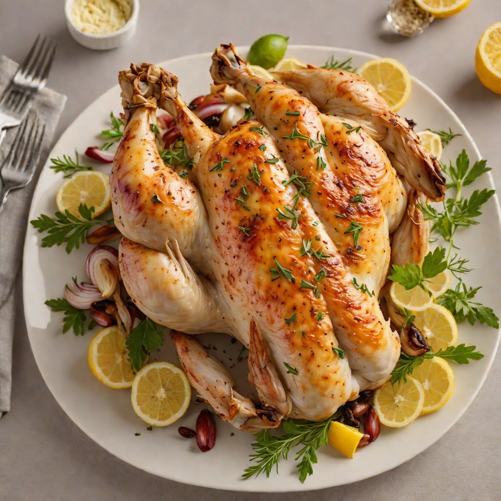 Half-Roasted Chicken with Garlic and Lemon