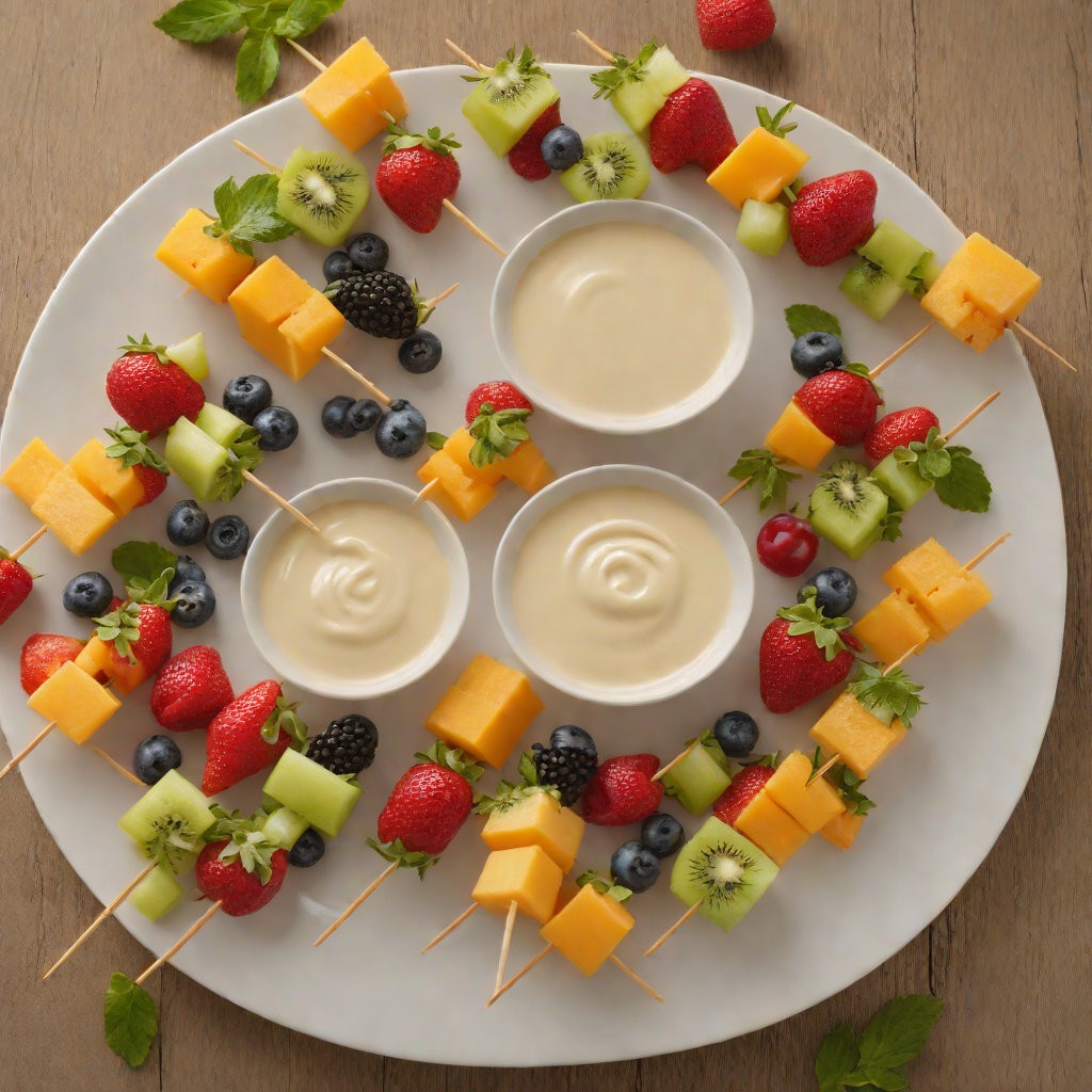 Fruit and Cheese Kabobs with Honey Yogurt Dip