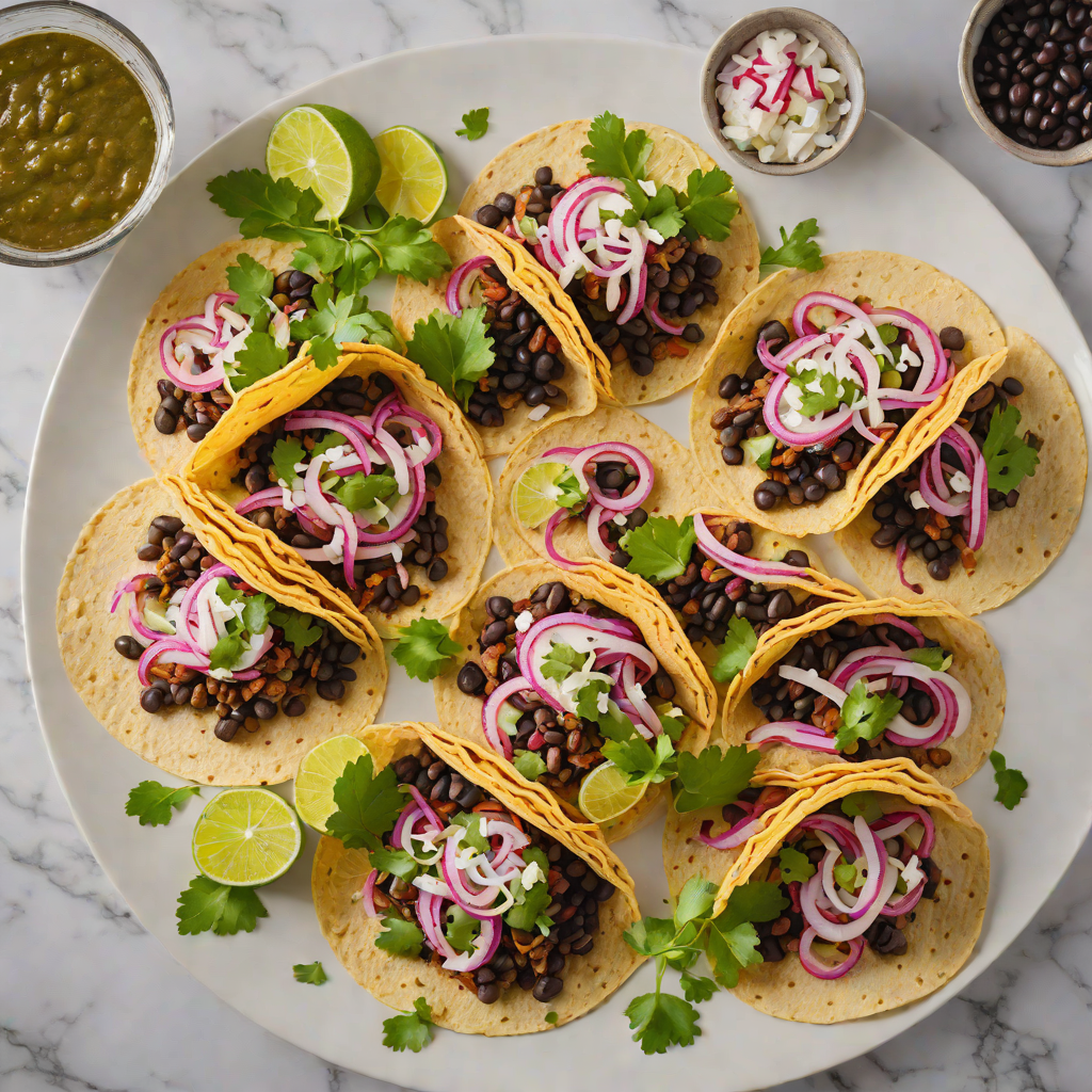 Coconut-Chili Black Bean Tacos with Pickled Red Onion