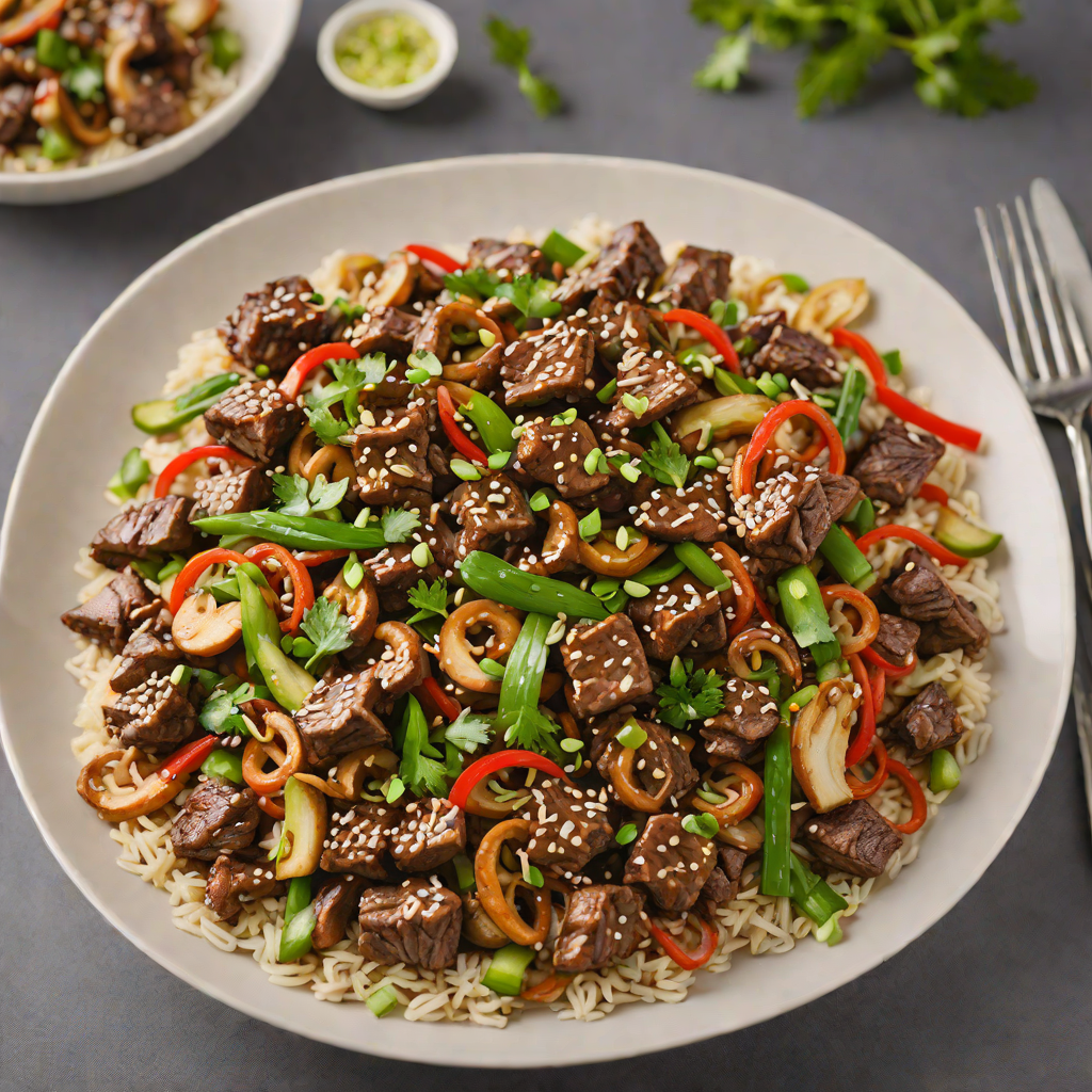 Spicy Korean-Style Beef Stir Fry with Mushrooms and Scallions