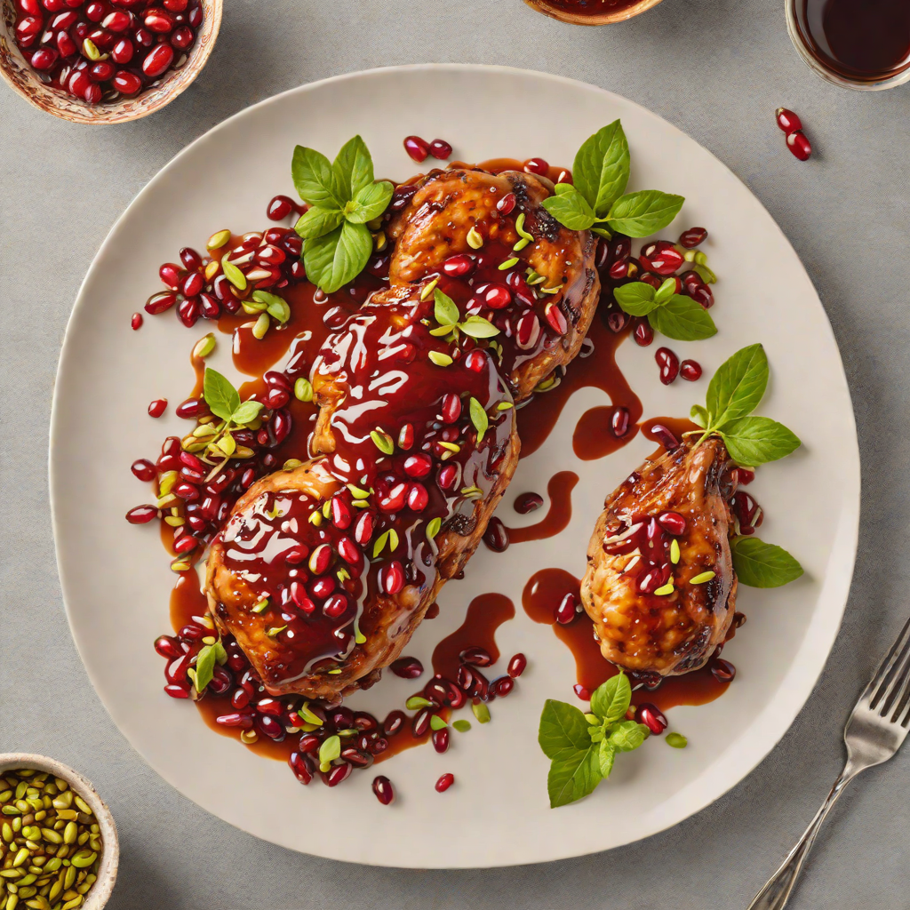 Date and Pistachio Stuffed Chicken with Pomegranate Glaze
