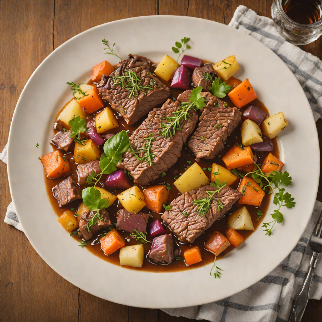 Slow-Braised Beef with Indiana Root Vegetables