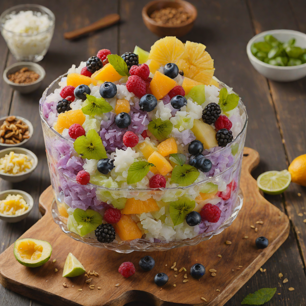 Halo-Halo Inspired Shaved Ice with Mixed Fruits and Sweet Beans