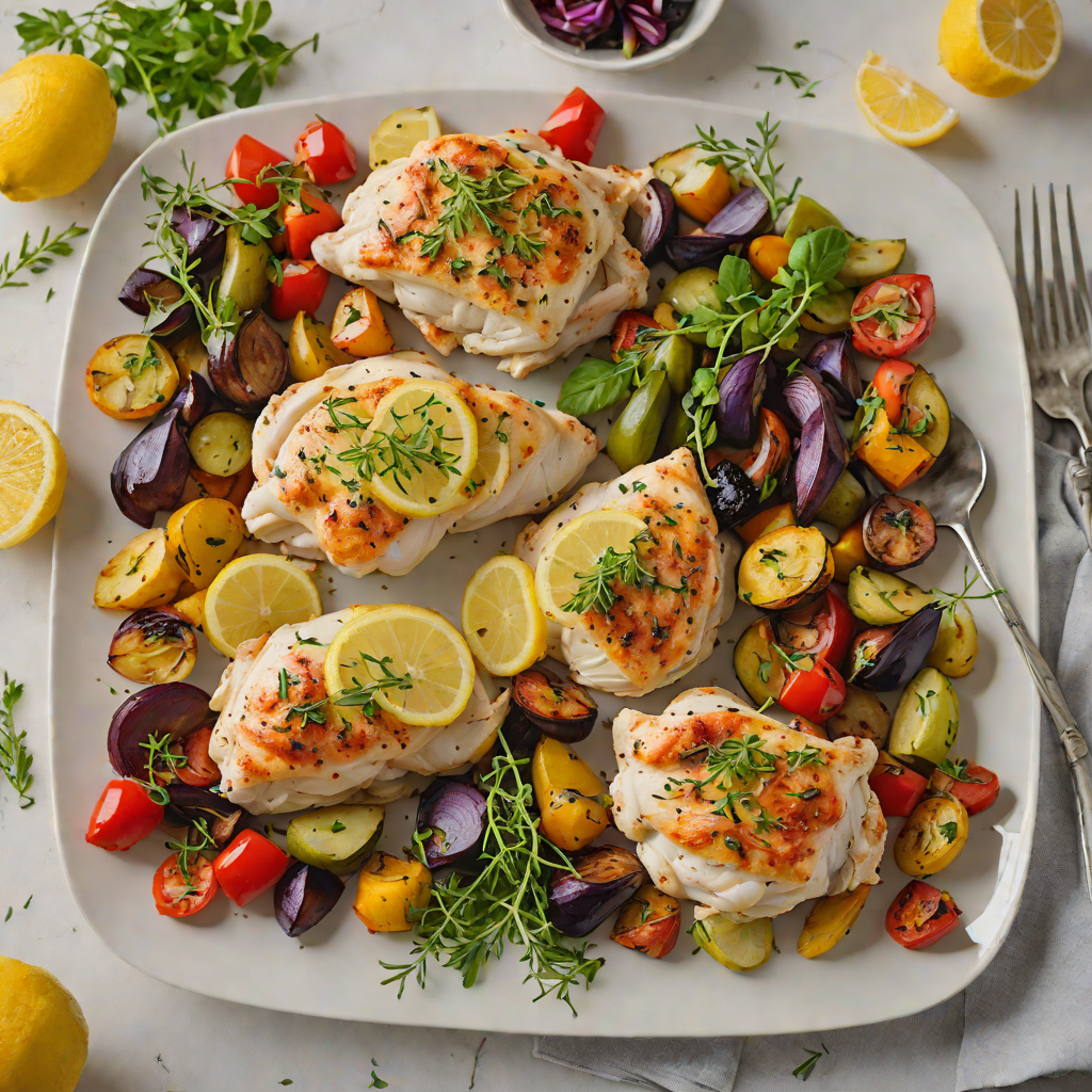 Sheet Pan Lemon-Thyme Chicken with Roasted Island Vegetables