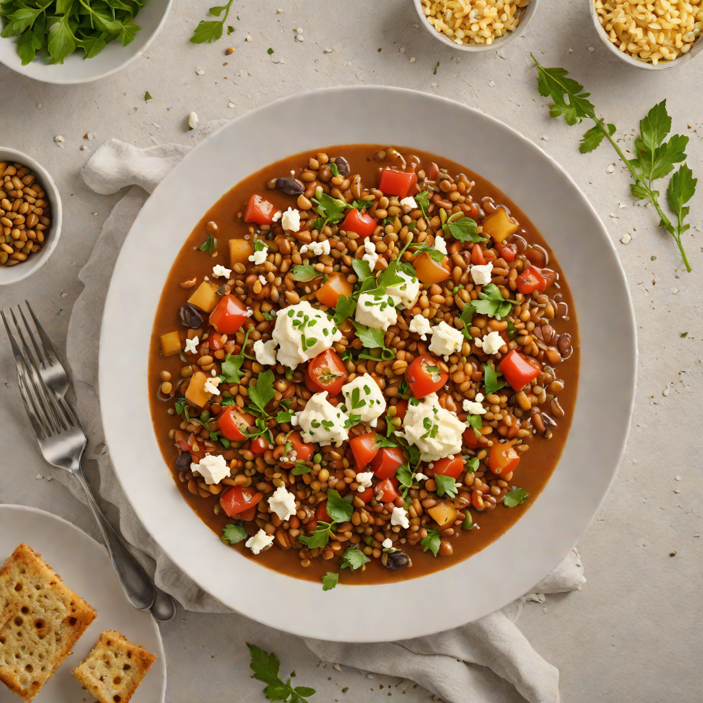 Slow-Simmered Greek Lentil and Tomato Stew with Feta