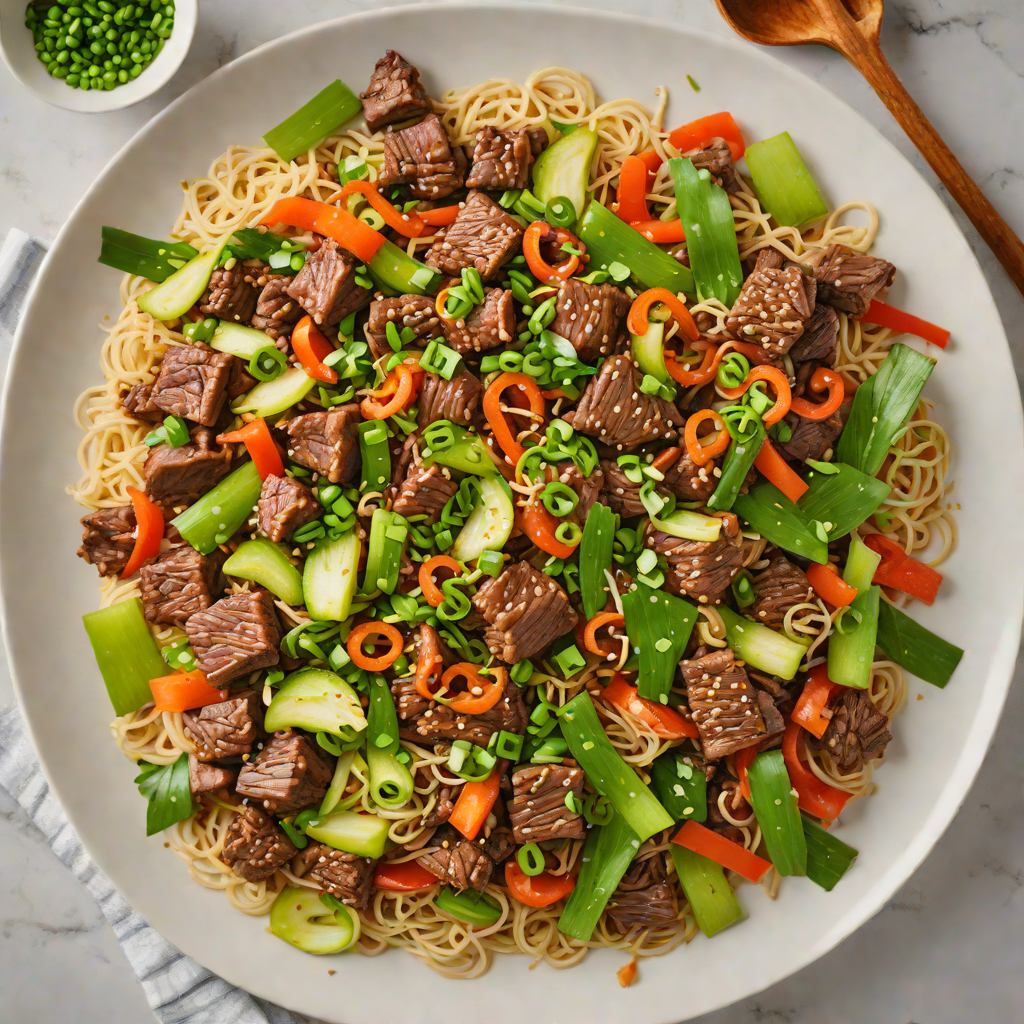 Sautéed Beef and Kimchi Stir-Fry with Garlic Scallions