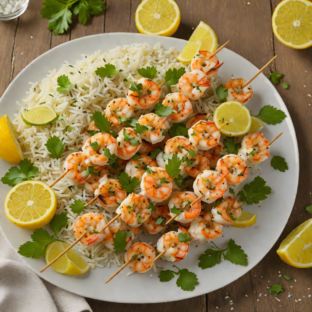 Lemon-Pepper Grilled Shrimp Skewers with Cilantro-Lime Rice