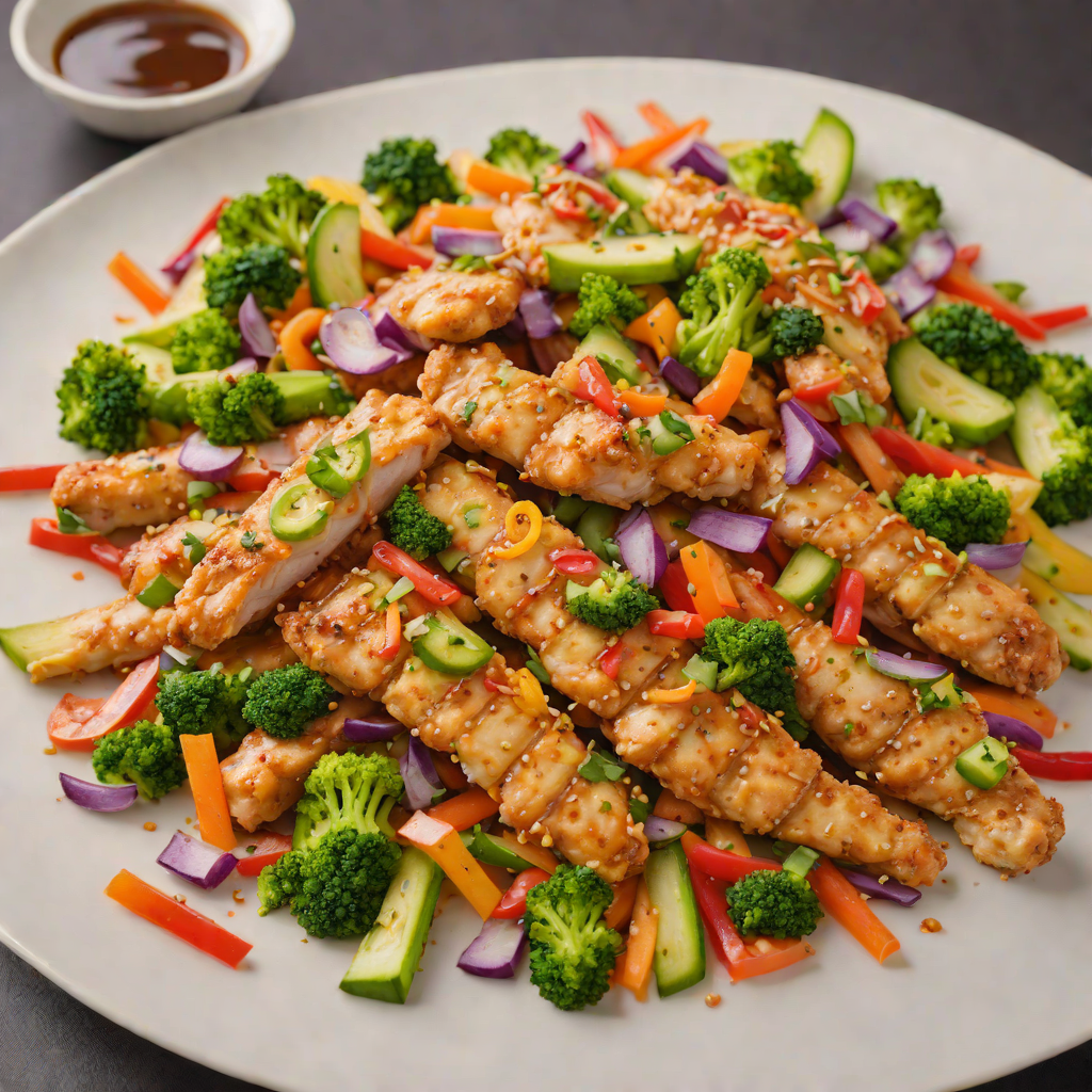 Honey-Glazed Chicken Tenders with Rainbow Veggie Stir Fry