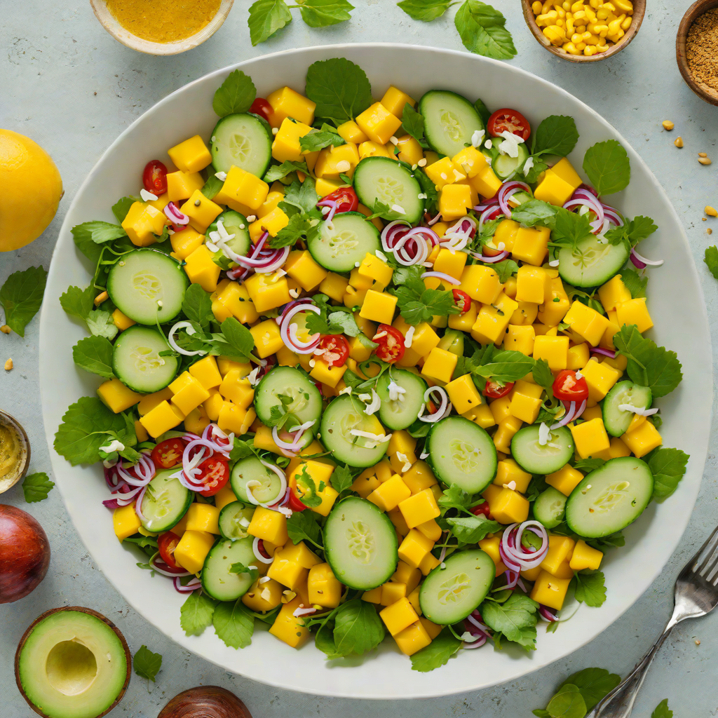 Refreshing Mango and Cucumber Summer Salad with Lime Dressing