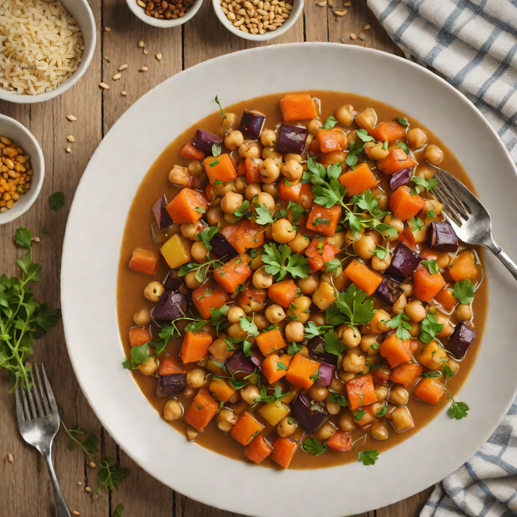 Northern Spice Chickpea and Roasted Root Vegetable Stew