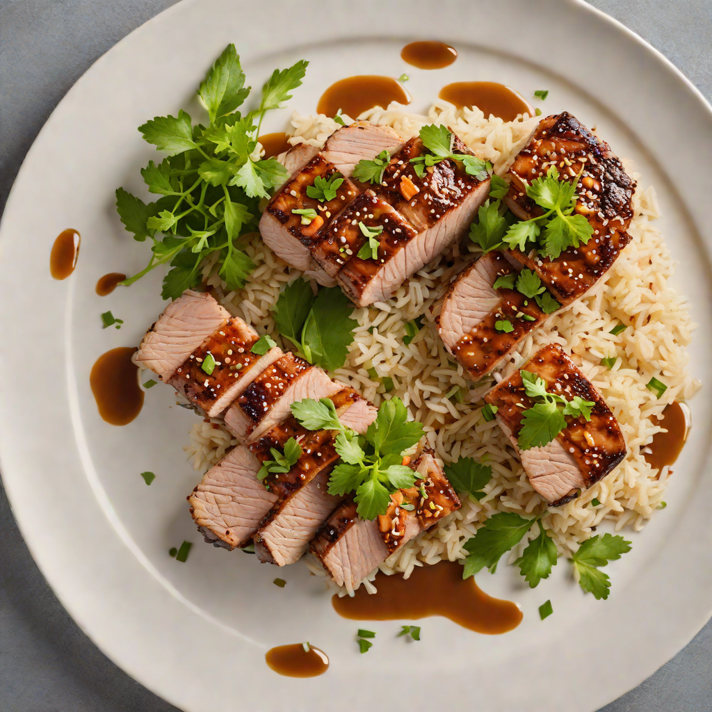 Tamarind-Glazed Pork Tenderloin with Coconut Rice and Fresh Herbs