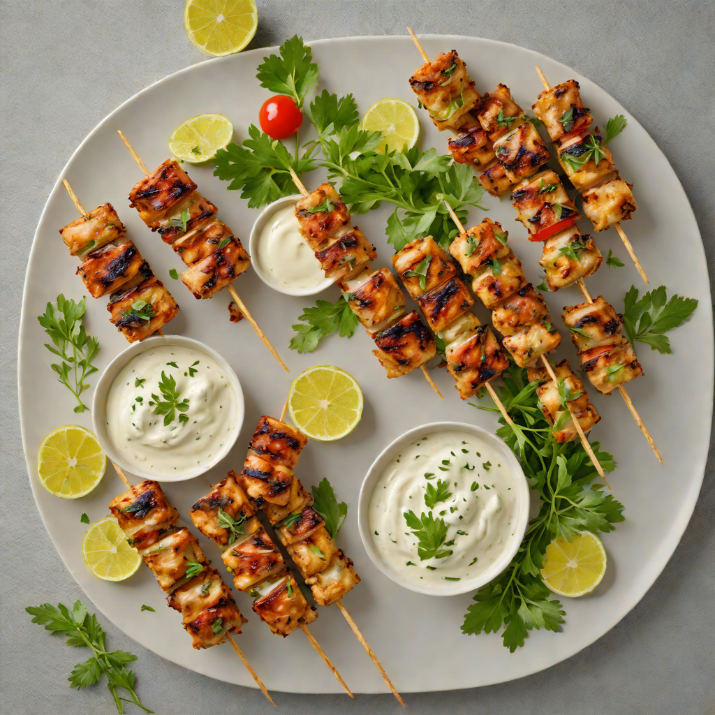 Grilled Herb-Marinated Chicken Skewers with Yogurt-Dill Sauce