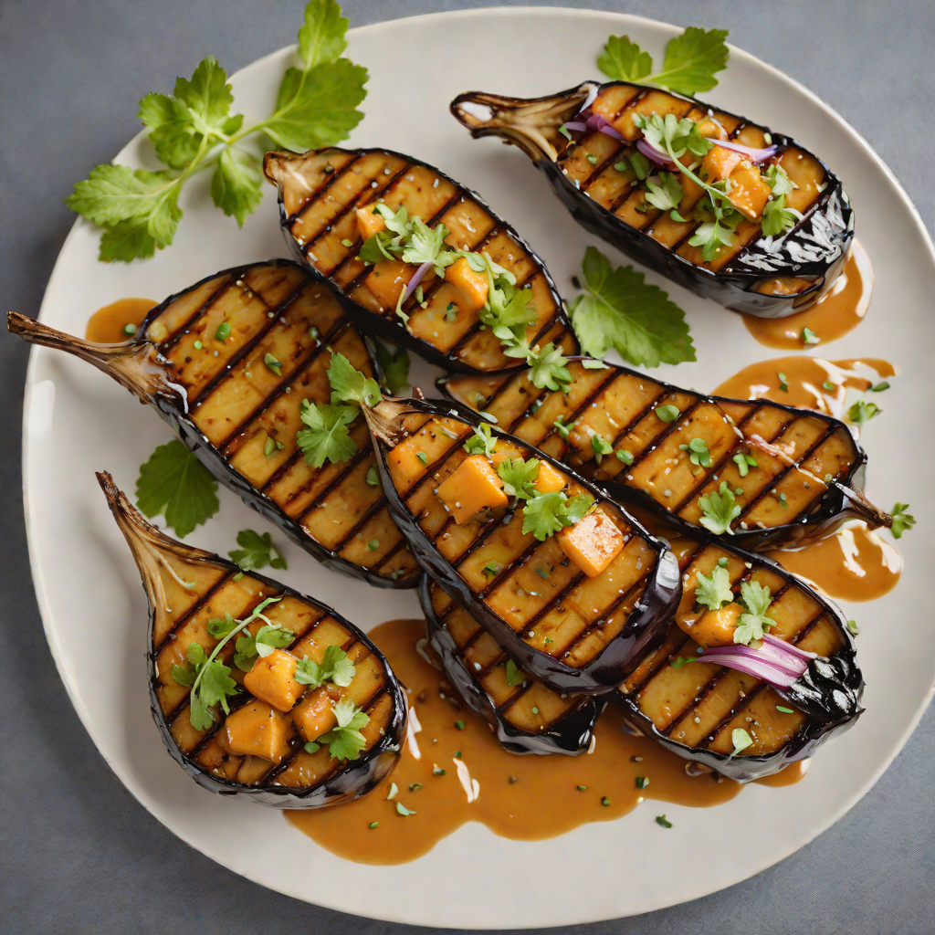 Grilled Miso-Glazed Eggplant with Okinawan Sweet Potato Mash