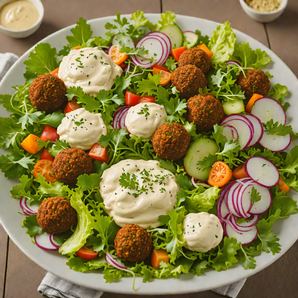 Falafel Salad Bowl with Tahini Dressing and Pickled Vegetables