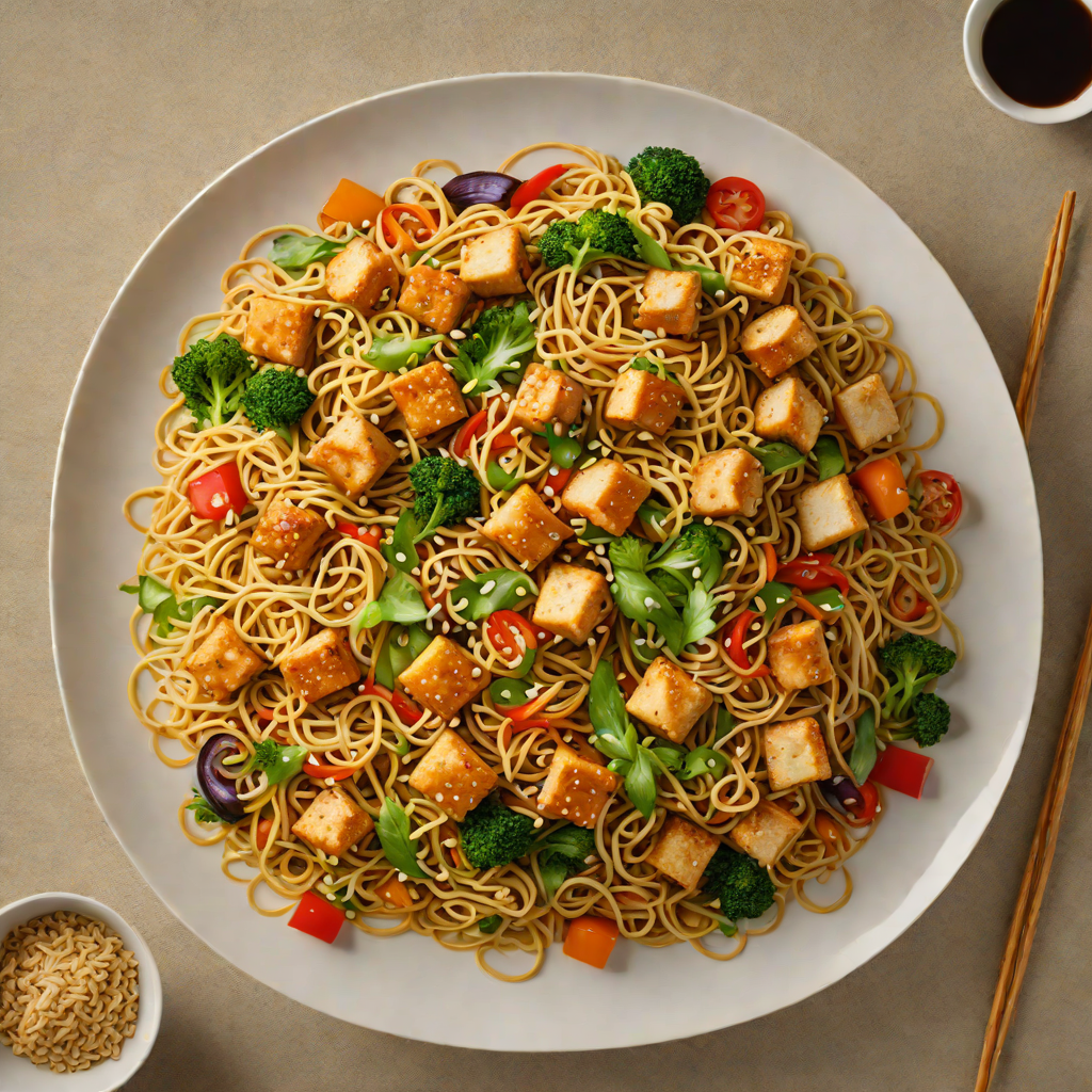 Sesame-Ginger Noodles with Stir-Fried Tofu and Vegetables