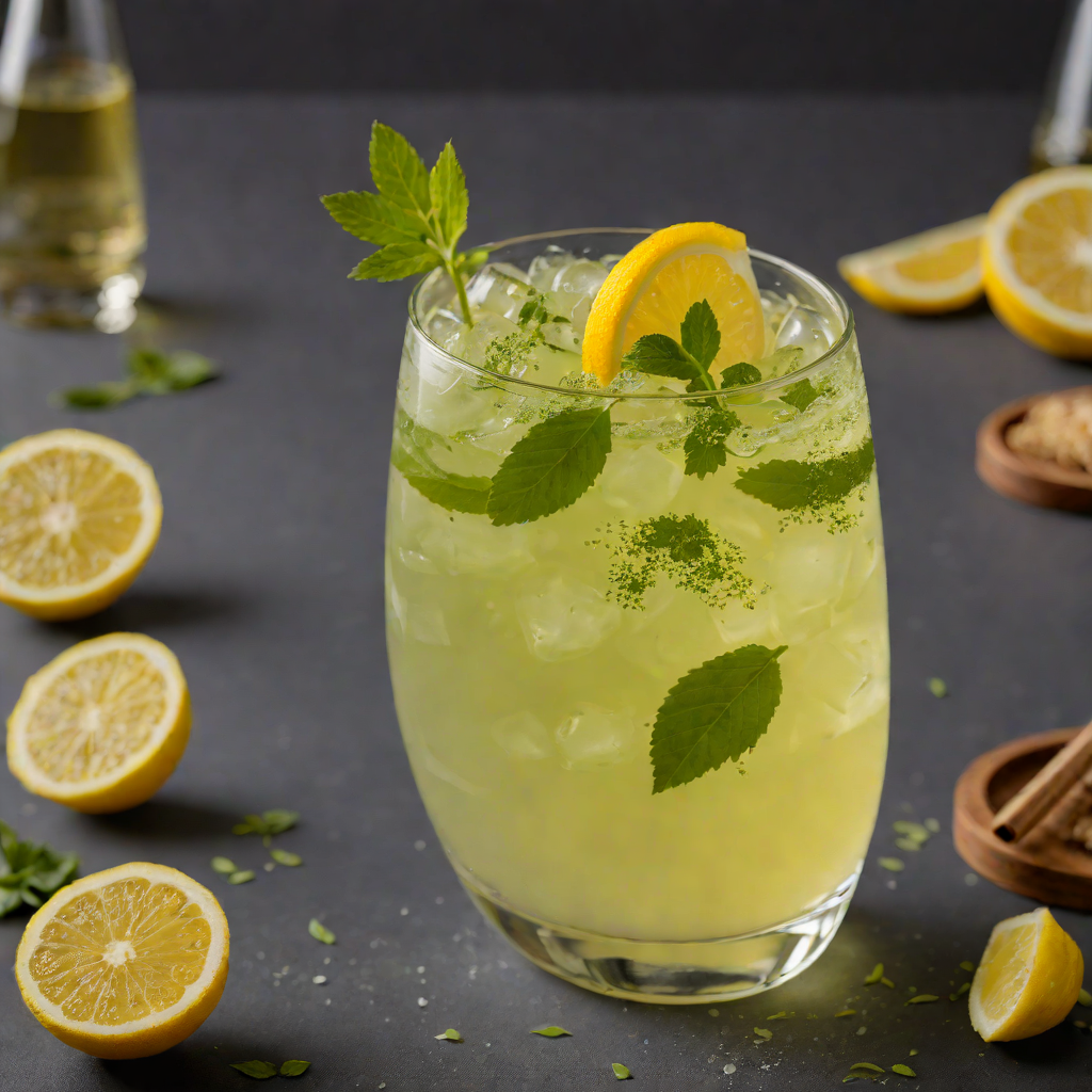 Matcha-Infused Gin Fizz with Lemon and Honey