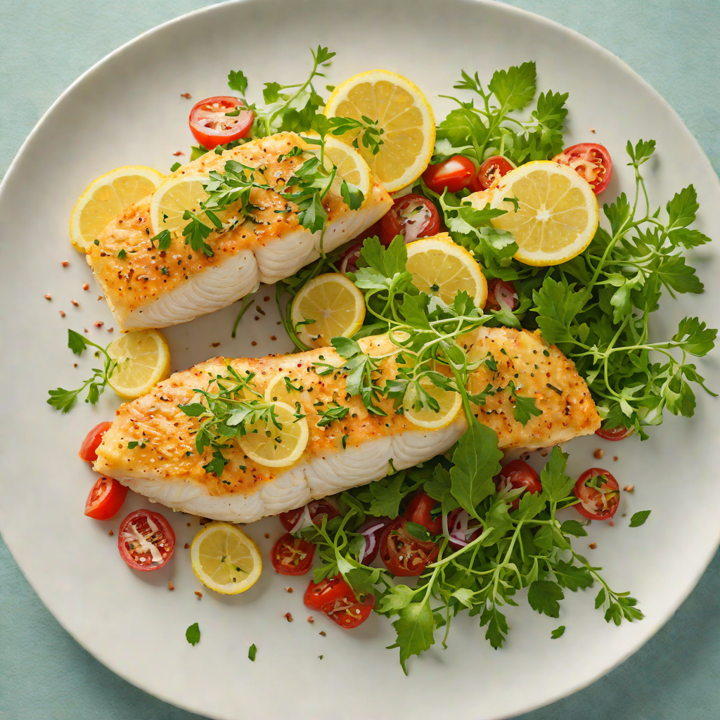 Pan-Fried Cod with Lemon-Garlic Butter and Herb Salad