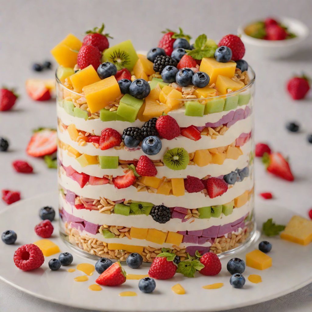 Layered Roblox-Inspired Rainbow Fruit Parfait