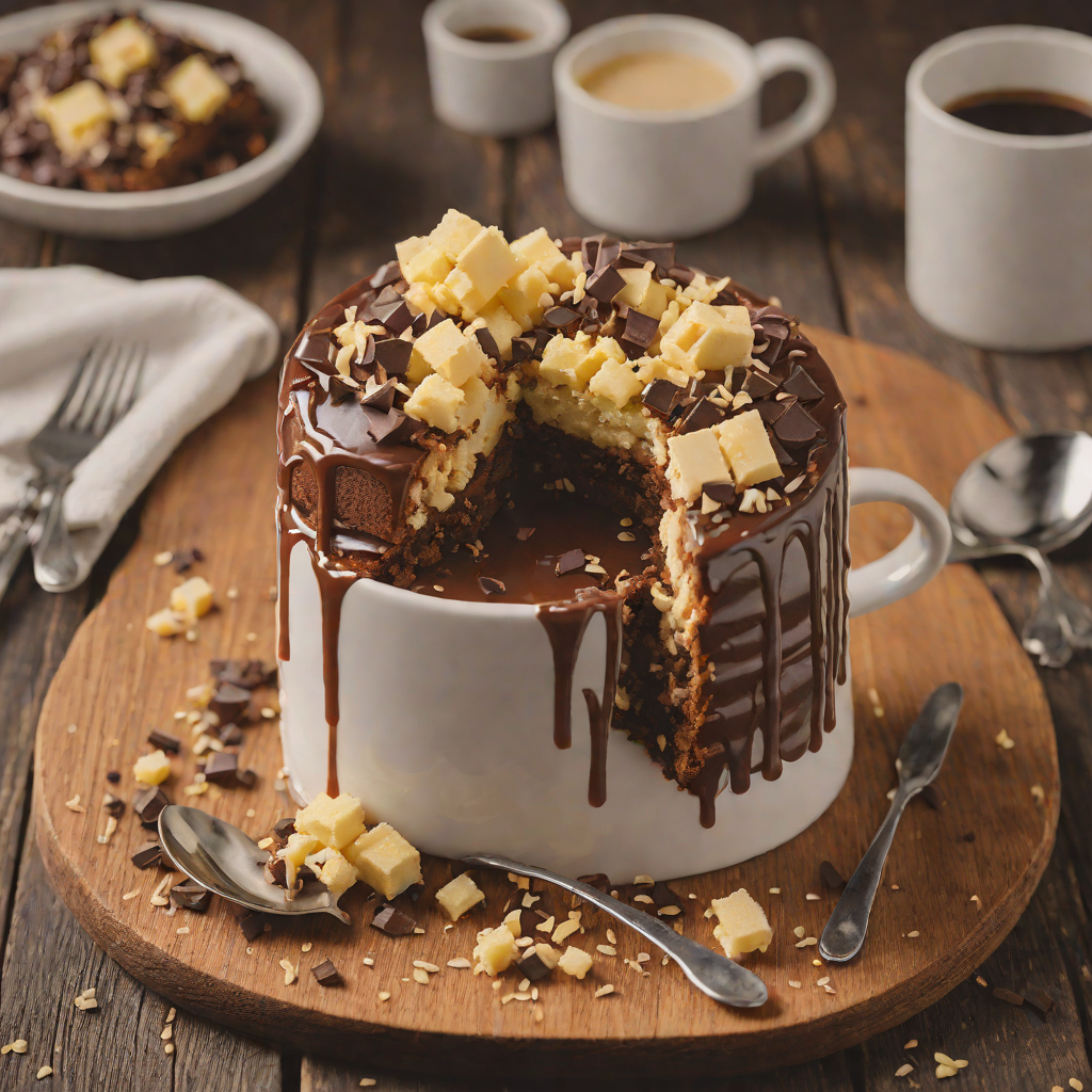 Pixelated Chocolate and Vanilla Layered Mug Cake