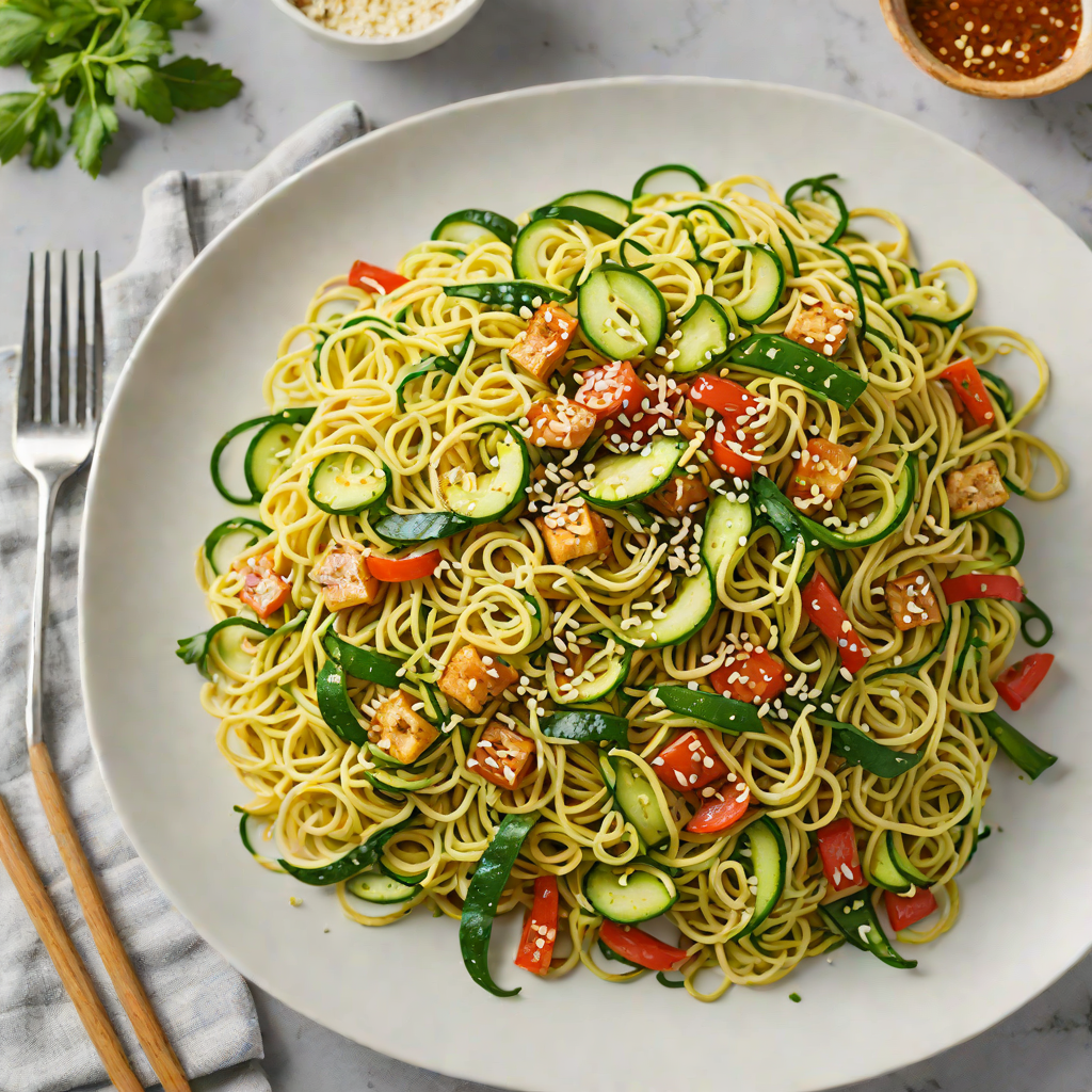 Low-Carb Zucchini Noodle Stir Fry with Garlic and Sesame