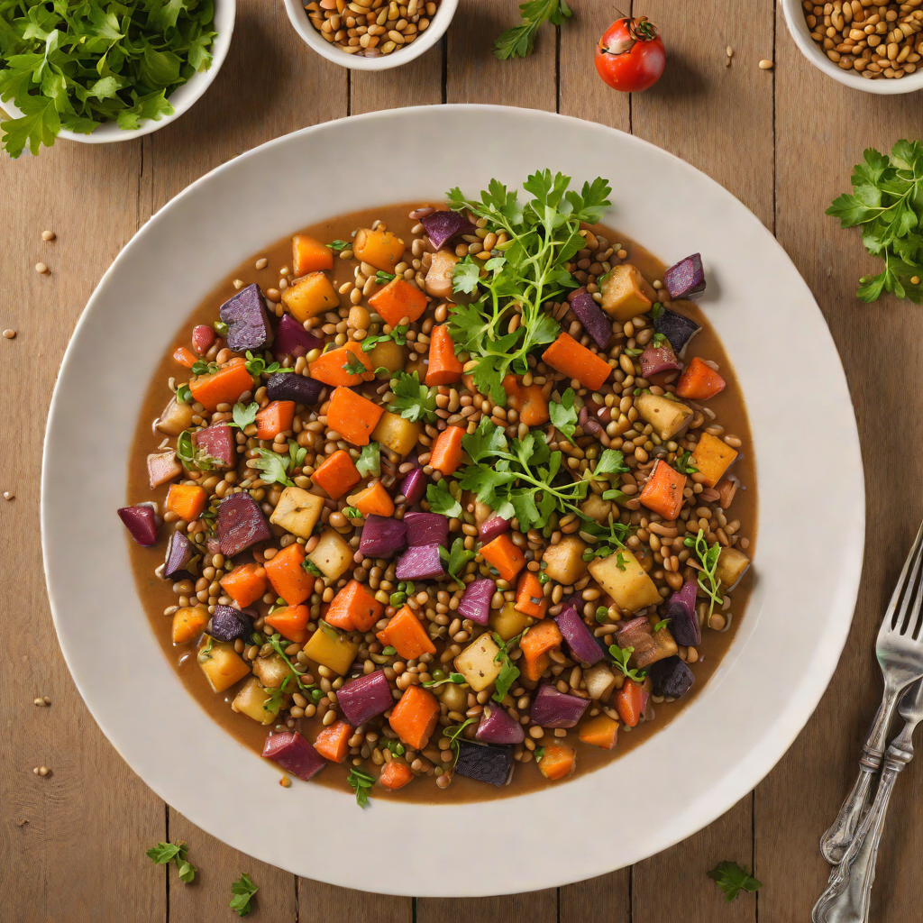 Fallout Shelter Lentil Stew with Roasted Root Vegetables
