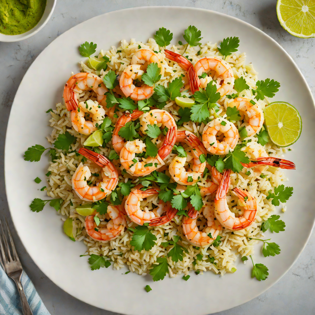 Sautéed Shrimp with Cauliflower Rice and Cilantro-Lime Sauce