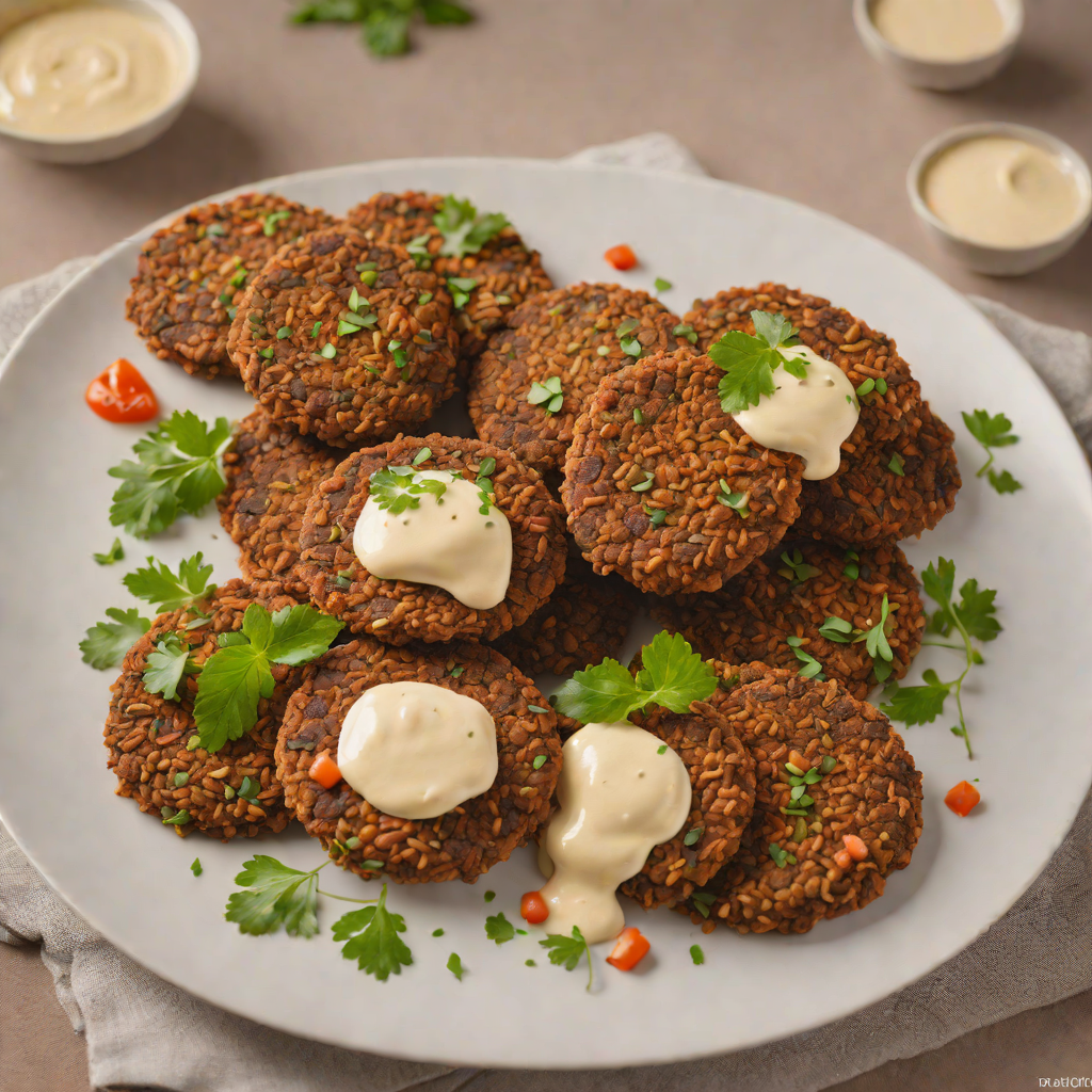 Injera-Crusted Lentil Patties with Spiced Yogurt Sauce