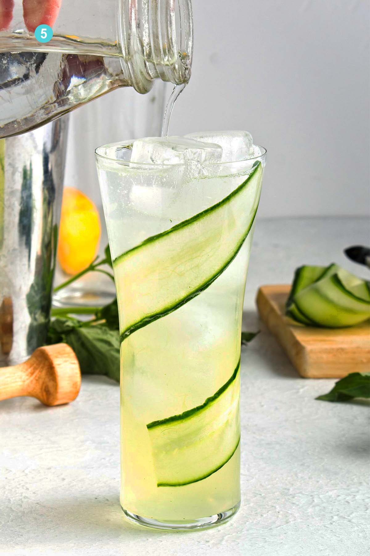 Herb-Infused Vodka Collins with Cucumber and Basil