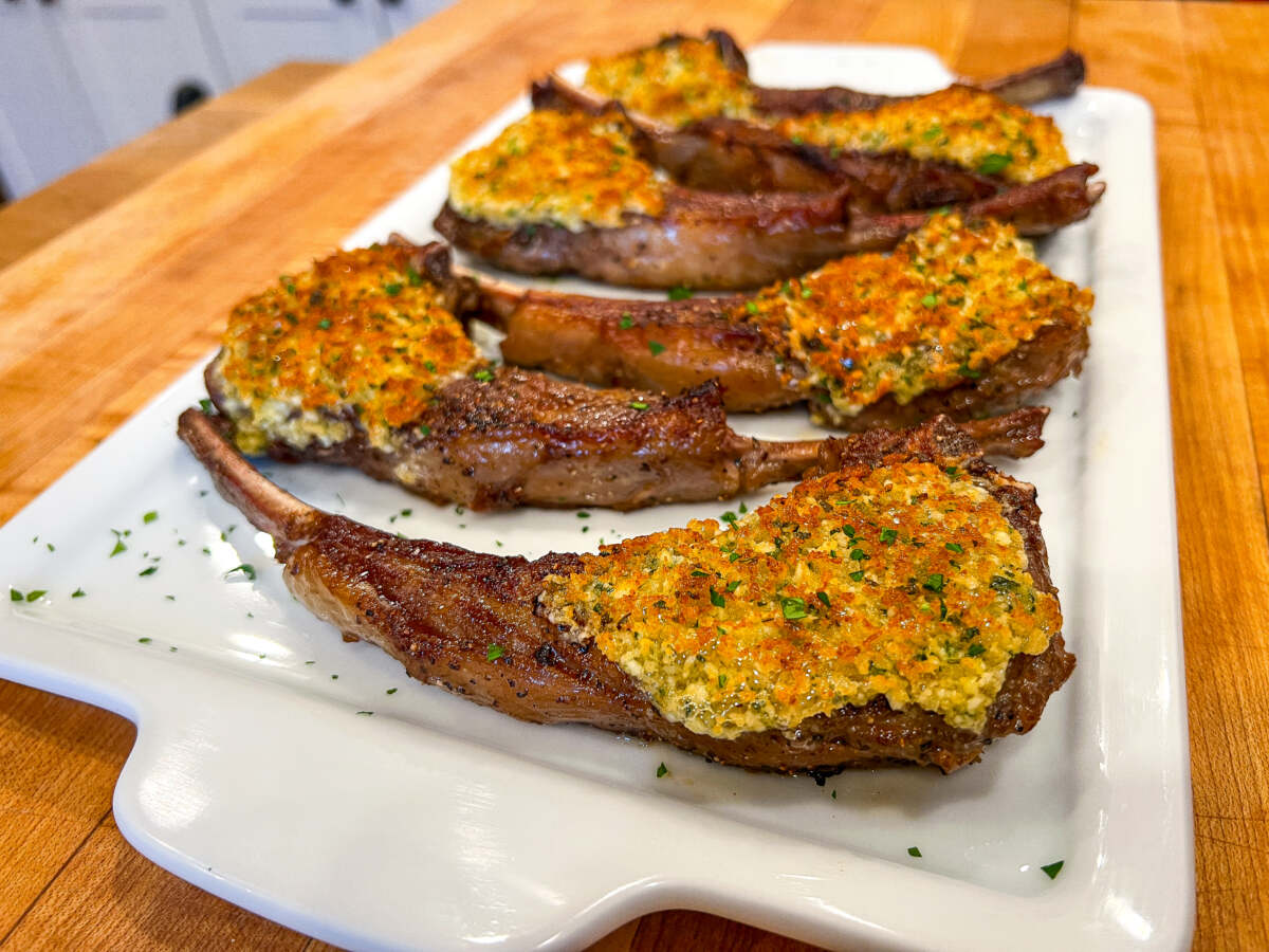 Macadamia-Crusted Lamb Chops with Wattleseed Pepper Sauce