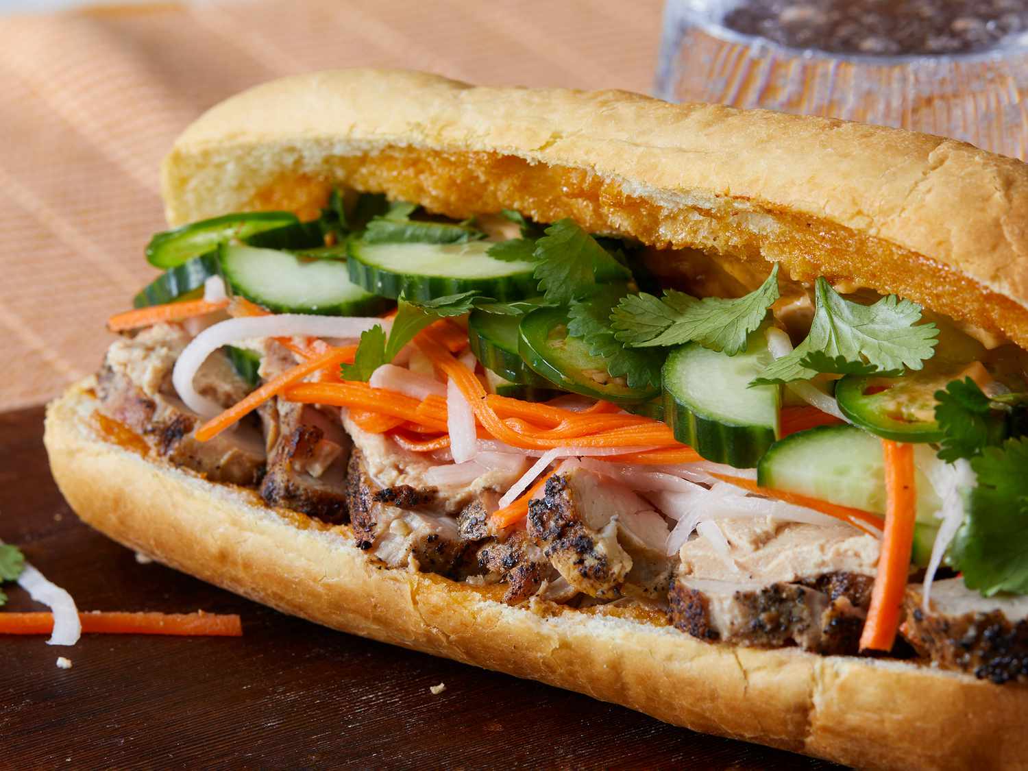 Banh Mi-Style Pork Meatball Sandwich with Pickled Vegetables
