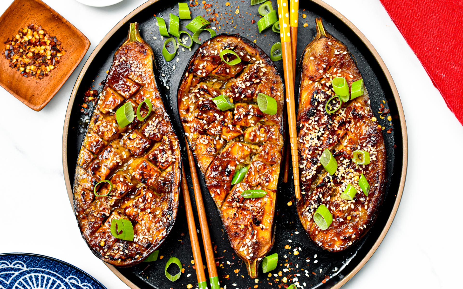 Soy-Miso Glazed Japanese Macaque-Inspired Grilled Eggplant