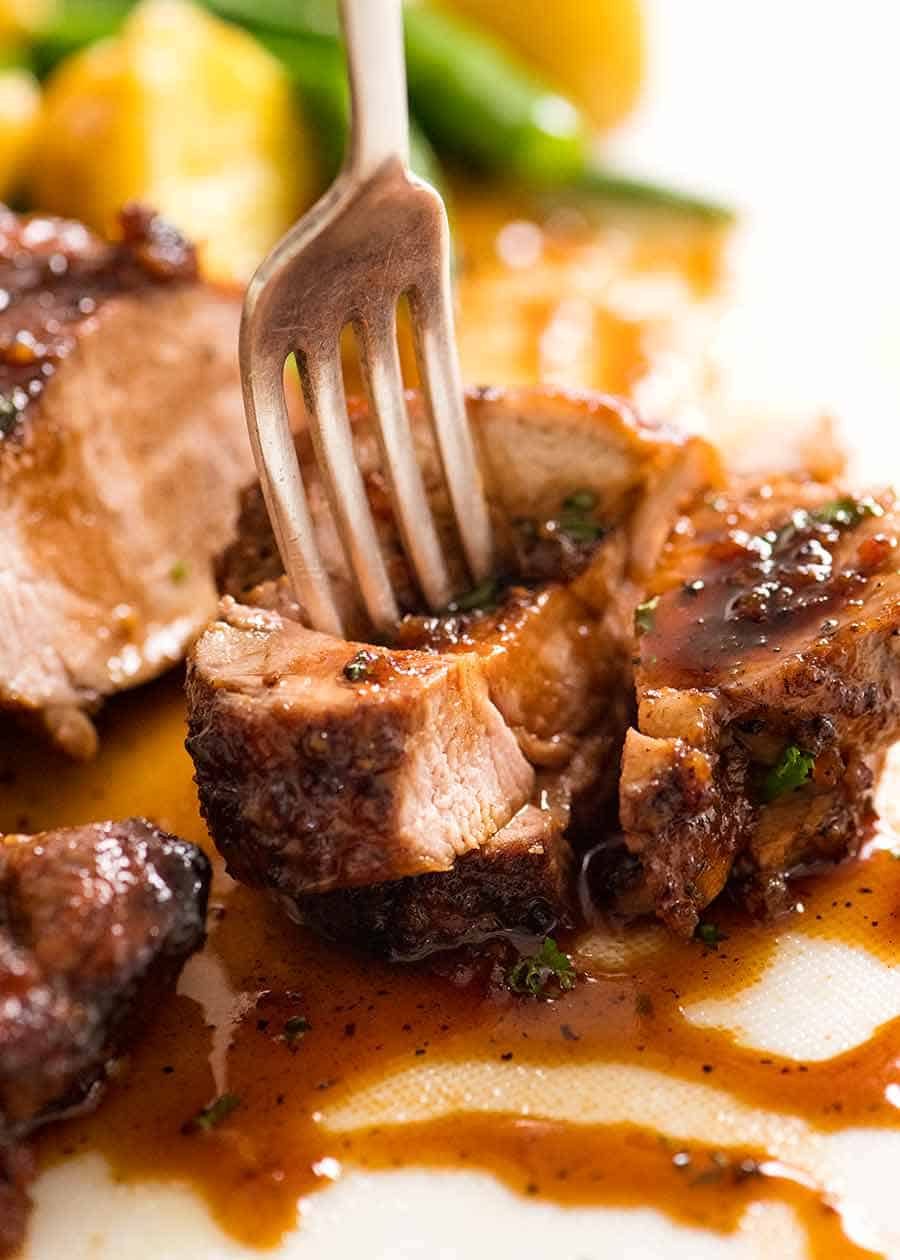 Honey-Chipotle Glazed Pork Tenderloin with Roasted Sweet Potatoes